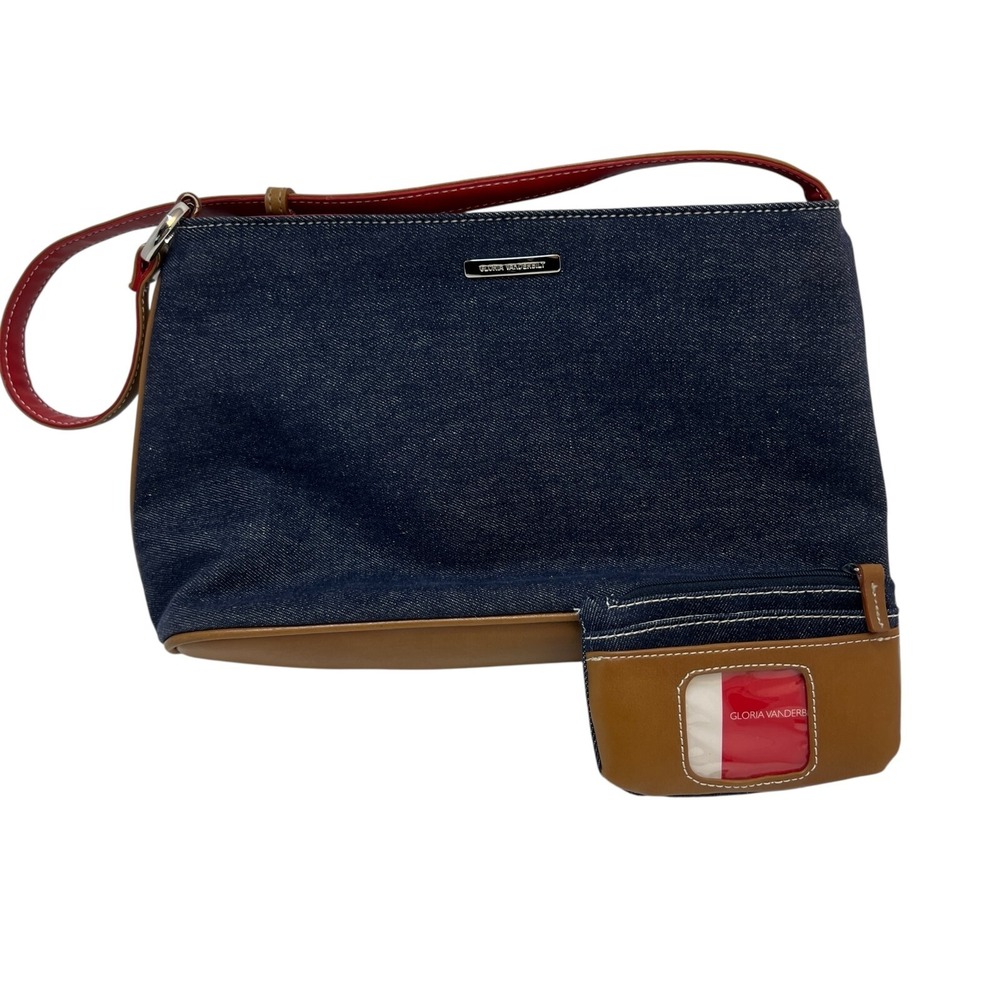 Gloria Vanderbilt Denim Shoulder Bag Purse Womens‎ With New Matching Coin Purse